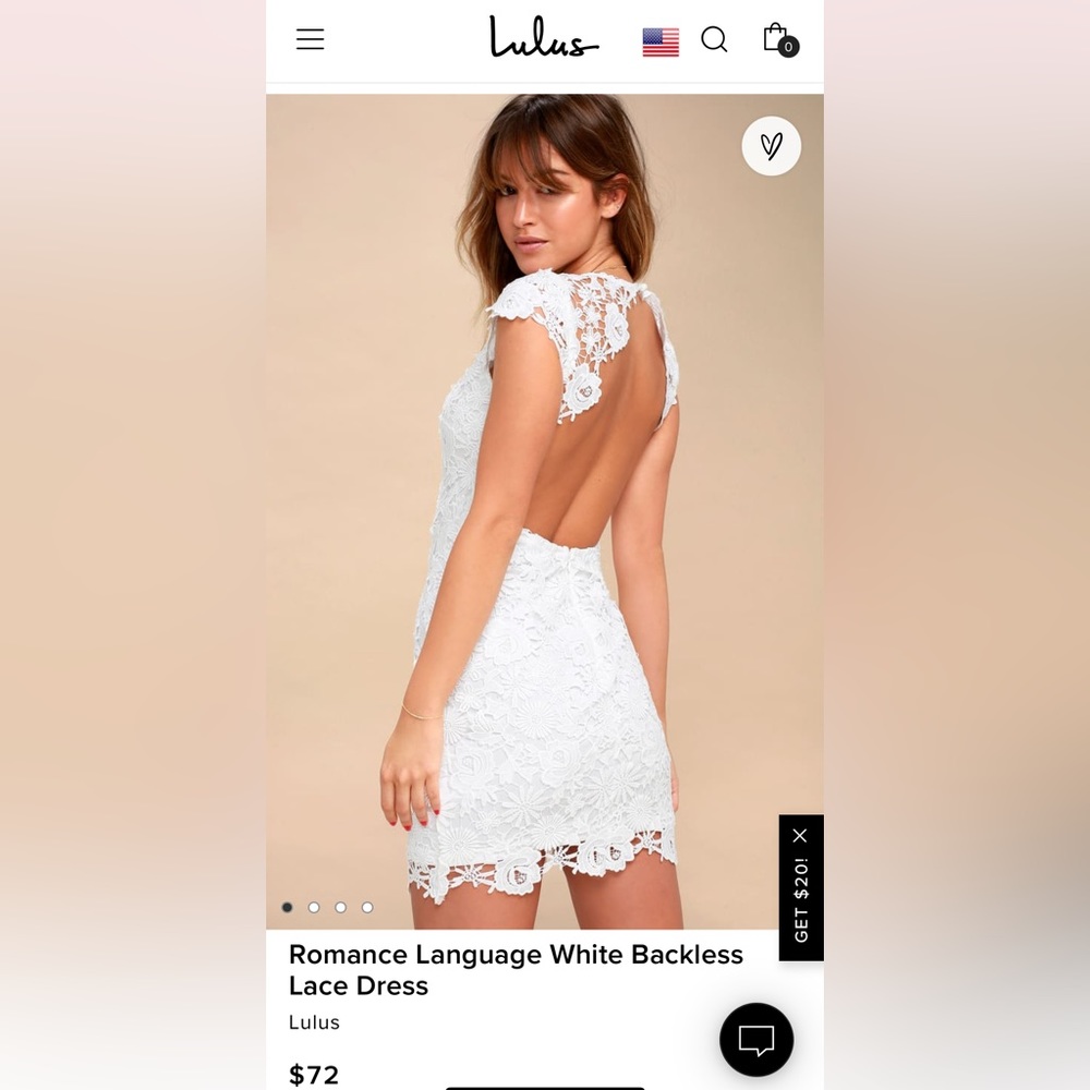 Lulus Romance Language White Backless Lace Dress XS
